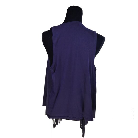 Suede Vest with Fringe by INC Size XL - Picture 2 of 4